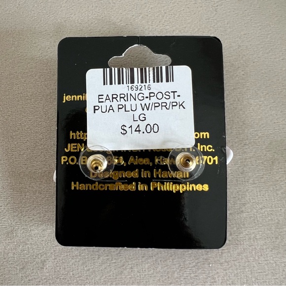 NWT Hawaii Plumeria Foam Flower White Pink Hair Clip And Earring Set Party - Picture 7 of 7